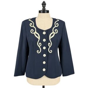AS-HRO Womens 16 Blazer Embroidered Trim Dress Jacket Preachers Wife